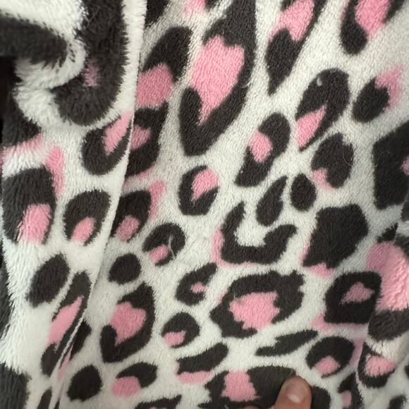 Bobbie Brooks Sleepwear Pink Cheetah Print Robe Size Large Short Length - Picture 3 of 8
